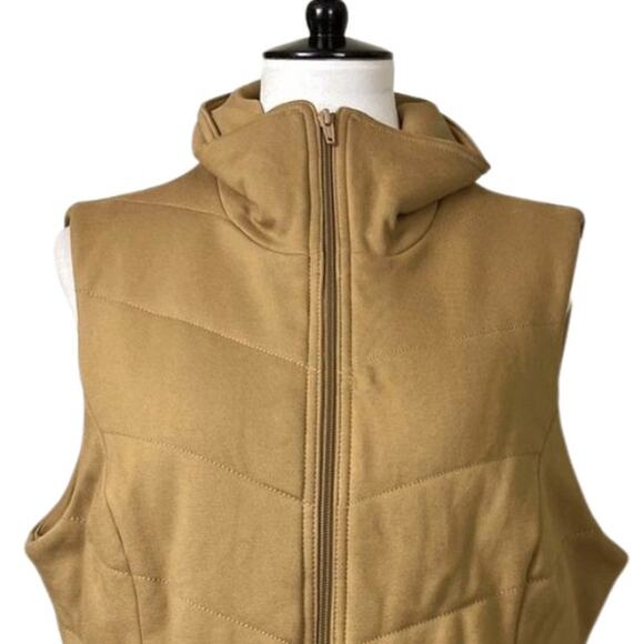 Coldwater Creek Quilted Vest Zip Front Pockets High Collar Tan Women's Size PXL - Picture 5 of 12